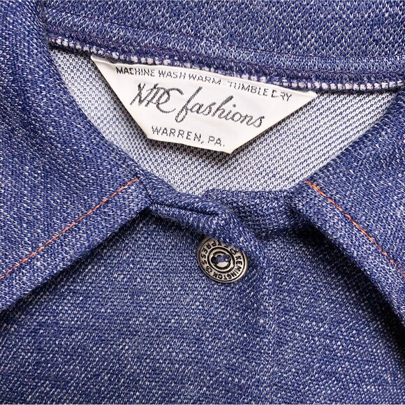 1970s Fuax Denim Button Up Collared Shirt - Picture 4 of 5